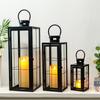 Set of 3 Square Candle Lanern Perfect Size Home Decoration Outdoor Wedding Lanterns With Tempered Glass