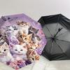 1PC Kittens Flowers Umbrella-8-Rib Reinforced Portable Folding Travel Suitable for All Seasons Outdoor Daily Use  -J0390