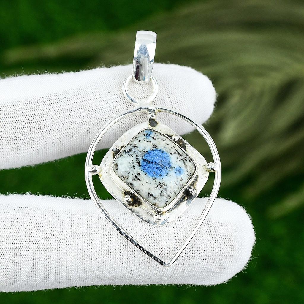 Natural K2 Jasper Gemstone Indian Jewelry 925 Sterling Silver Pendant For Girls