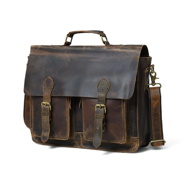 

Кожаная сумка-мессенджер для ноутбука Buffalo Hunter, портфель Buffalo Hunter, сумка в деревенском стиле, мужская сумка через плечо, сумка для деловых поездок 18 x 13 x 5 in