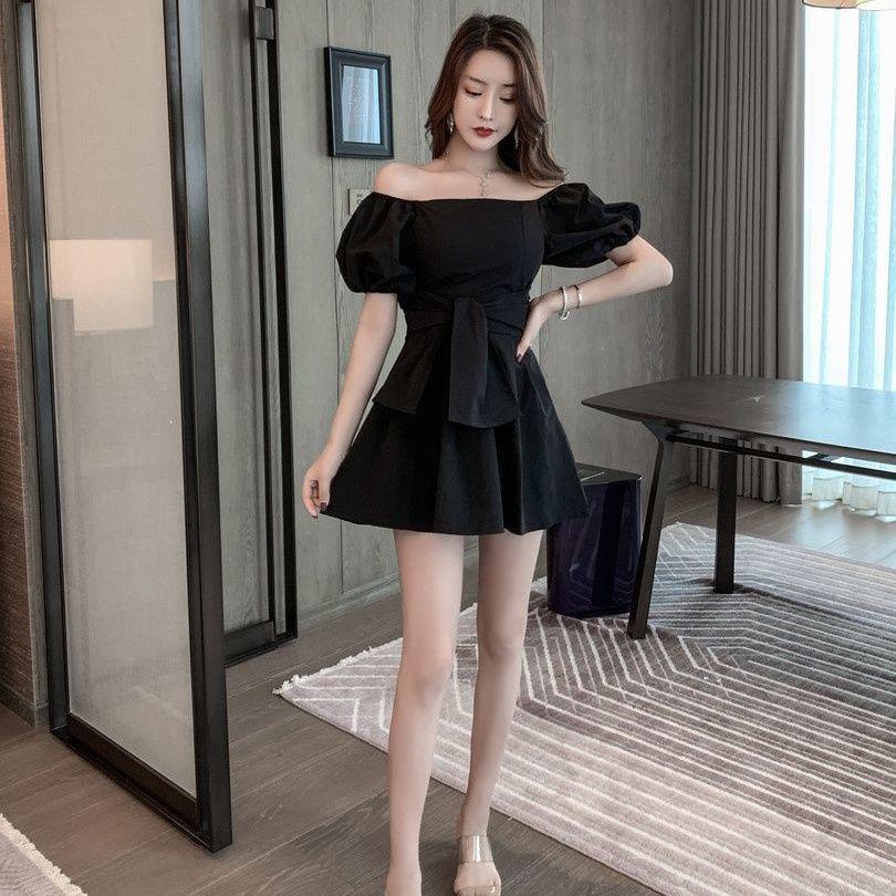 

Trendy 2026 Women s Petite Puff Sleeve Cinched Waist Summer Dress L 105-115 jin чорний