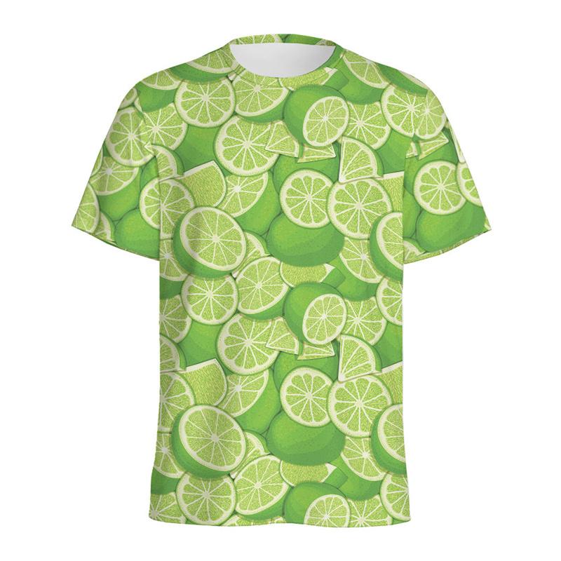 

Summer Round Neck Fruit Lemon Pattern 3D Print Top Fashionable Casual Short Sleeved Men s and Women s Unisex T-shirts M