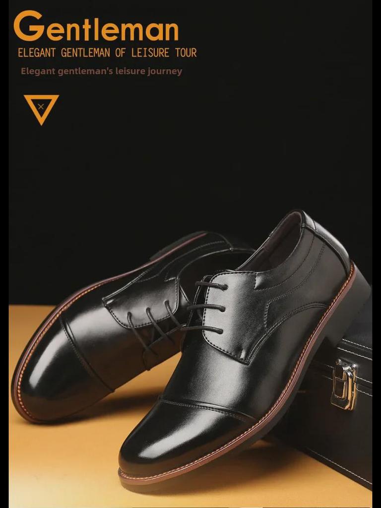 2024 Large Size Men's Leather Lace-Up Business Casual Shoes (Sizes 46-48)