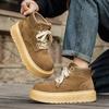 Martin boots winter high-top waterproof and non-slip big-headed rhubarb boots casual thick-soled heightening rhubarb boots
