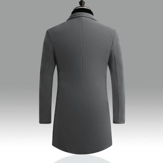 Męski trencz jesienno-zimowy Gruby, długi rękaw, kołnierzyk Slim Fit, wiatroszczelny, jednokolorowy, jednorzędowy, guziki średniej długości, męska marynarka formalna