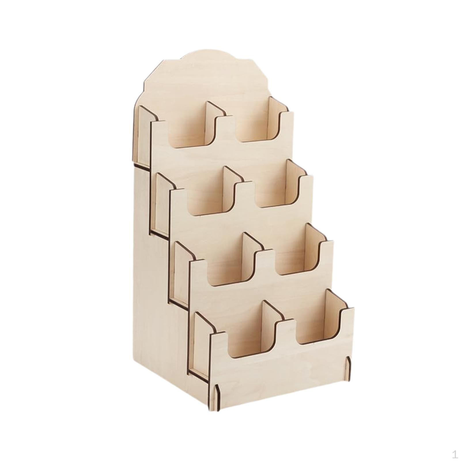 

Деревянная подставка для карточек, стойка для хранения, настольная, портативная, 4-ярусная, полка для рекламных листовок для