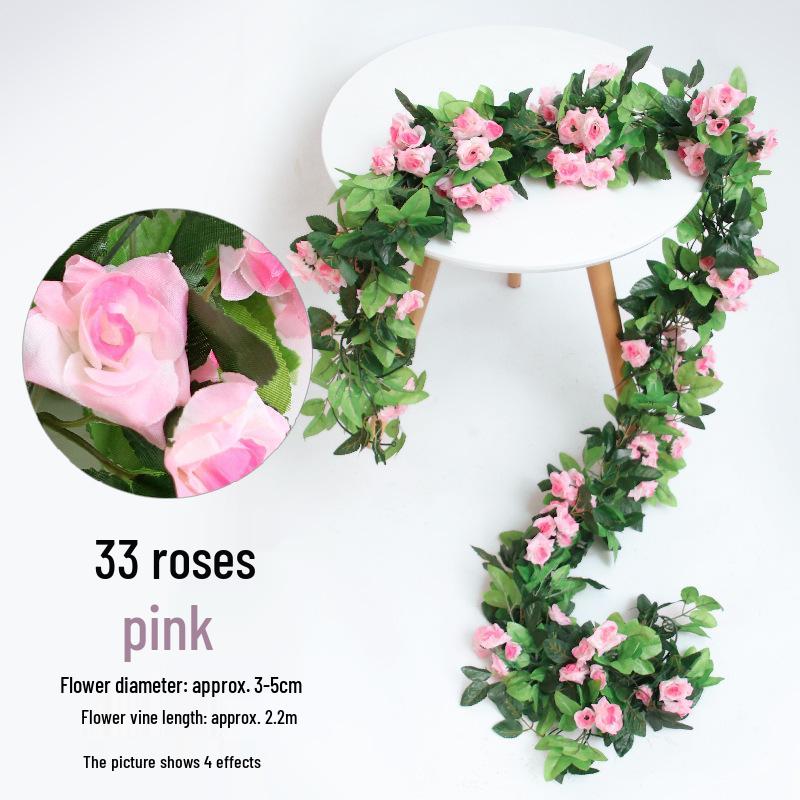 Artificial Rose Flower Vine for Indoor Decoration: Ceiling Hanging & Living Room Decor