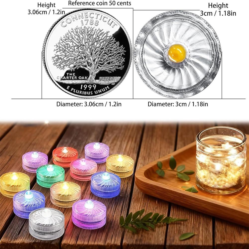 12pcs Warm White Small Submersible LED Light For Festival Party Decoration