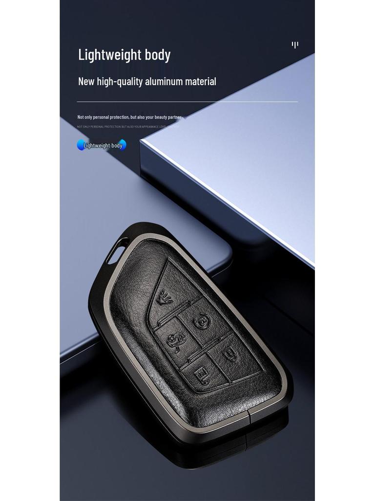 Genuine Leather Key Case for Cadillac XT5, CT5, XTS Key Fob - Unisex Design with Buckle