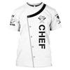 Chef Uniform Pattern T Shirt For Men Chef's Knife 3D Printed Tees Summer Harajuku Short Sleeve Loose Street Tops Sport T-shirts