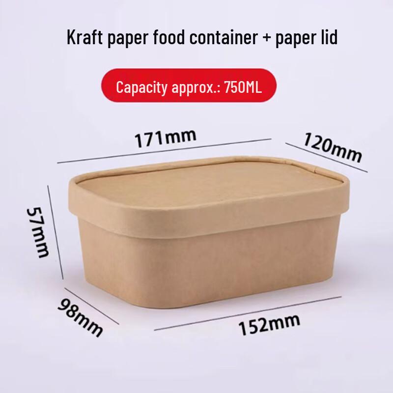 Disposable Kraft Rectangular Food Container with Lid