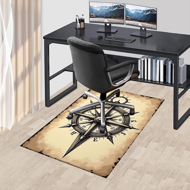 1PC Compass Nautical Extra Large Non Slip Floor Carpet, Office, Family, Bedroom, Studio Large Area Rug Indoor Rugs, Vibrant Colors