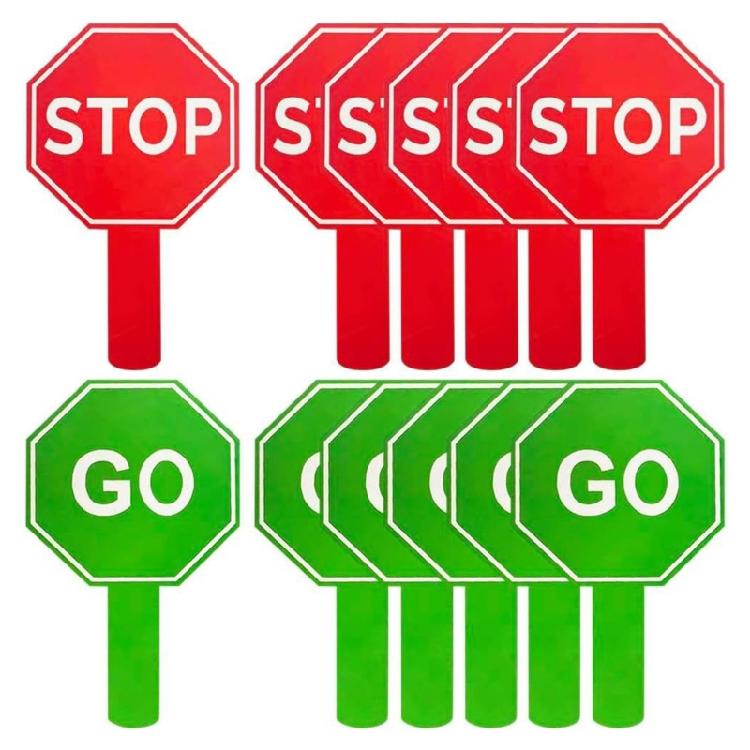 Omkeerbaar Stop en Ga Richtingbord Pak van 10 Handheld Oversteekplaats Bewaker Stopbord voor Bouw Verkeersveiligheid