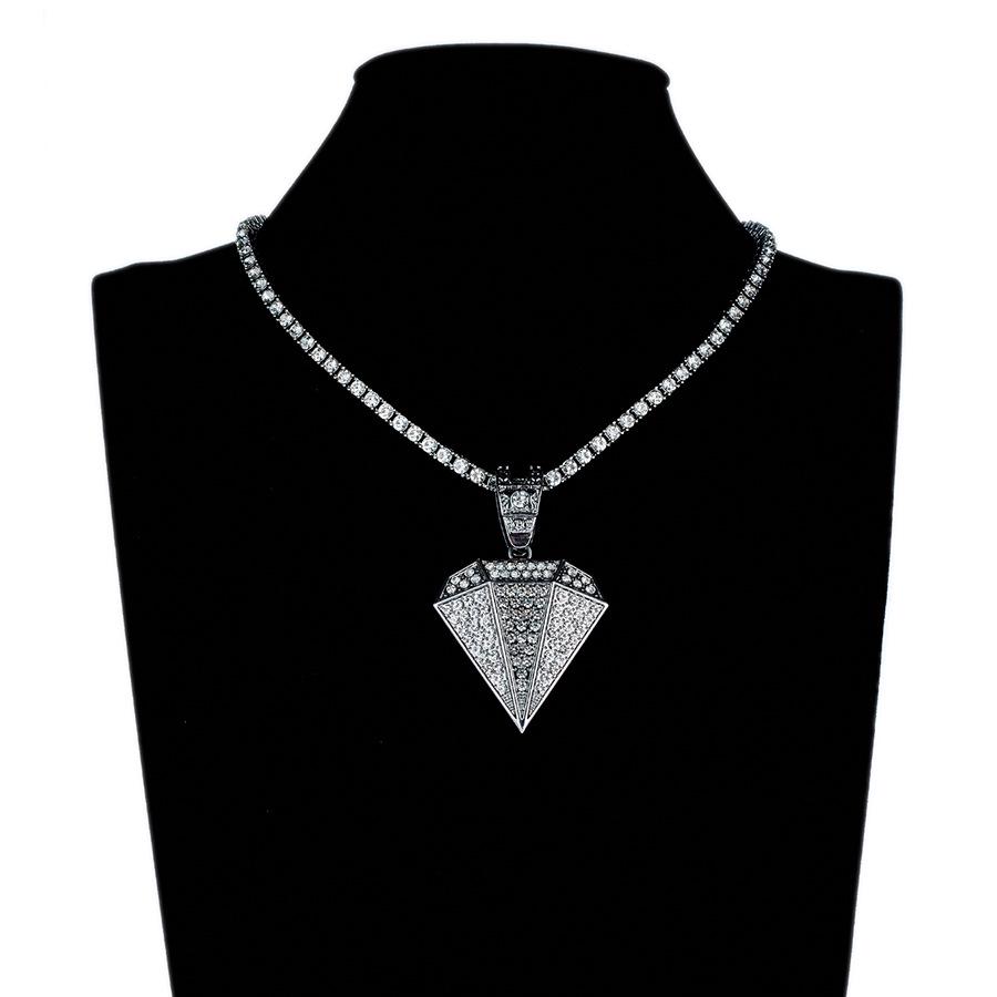 Alloy Cuban Link Necklace with Hip Hop Diamond Pendant for Men's Street Style
