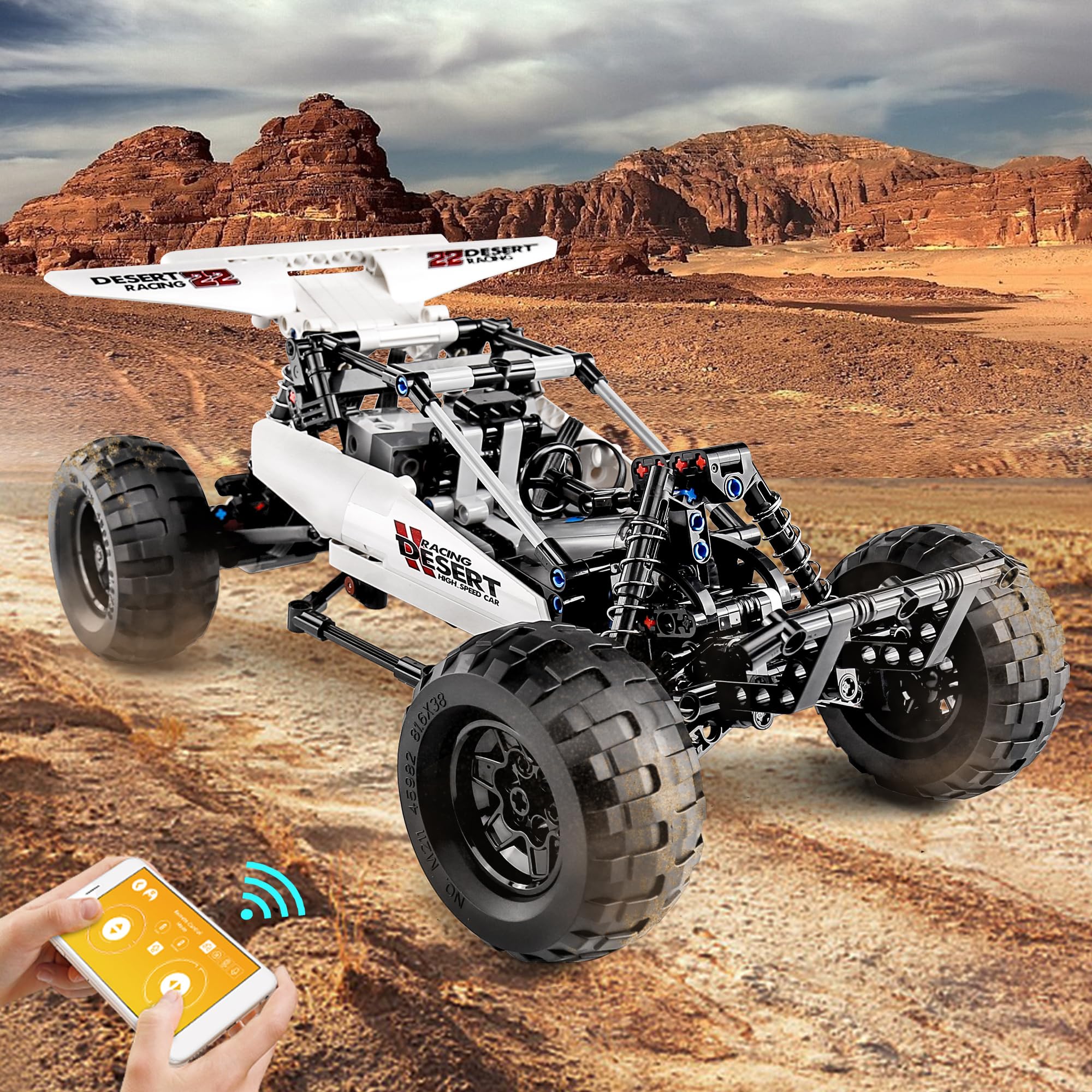Mould King 18001 Technology - Macchina da corsa fuoristrada, 394 pezzi con 3 motori, modello Building Block The Mechanical Group Series per veicoli fuoristrada estremi, kit da costruzione giocattolo