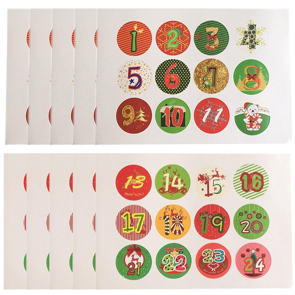Christmas Advent Number Stickers  Christmas Candy Sealing Stickers DIY Gifts Package Labels