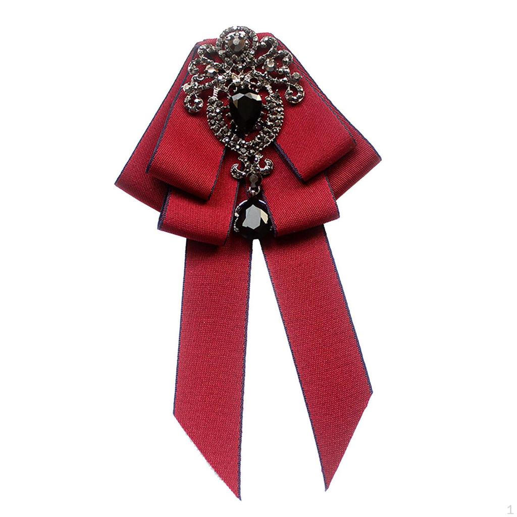 Bow Tie for Women Bowknot Necktie Vintage College Style Elegant Ribbon Formal Fashion Brooch Pin