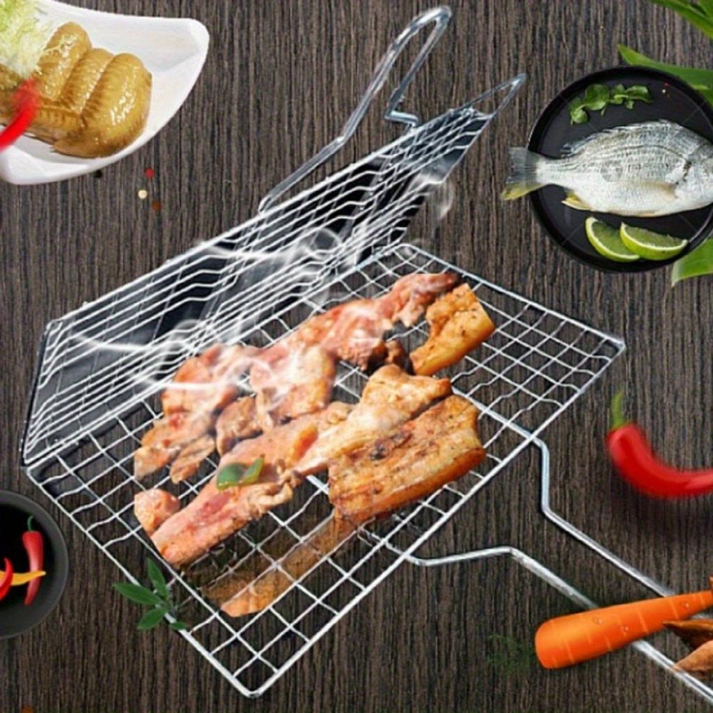1pc BBQ Grill Basket - Heavy Duty Barbecue Turner for Meat, Steak, Shrimp, Veggies - Rustproof Outdoor Grilling Accessory for Picnic Camping