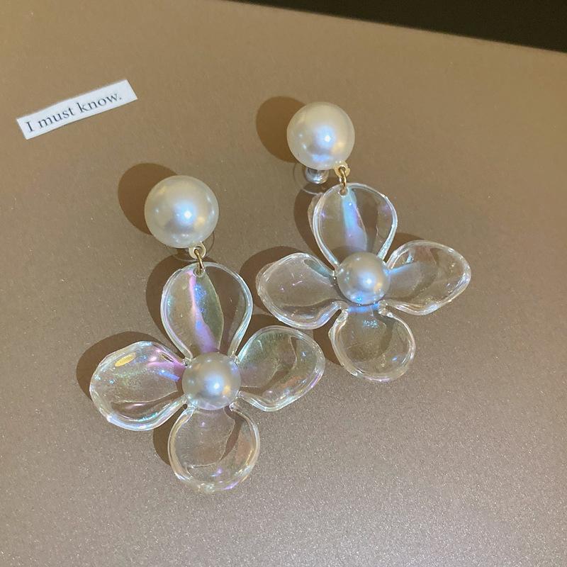 

Silver Needle Pearl Geometric Fringed Earrings French Design High-end Stud Earrings Light Luxury Xiaohongshu Same Earrings