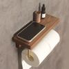 Bathroom Roll Rack Home Wall Mounted Storage Paper Towel Holder Black Walnut Toilet Roll Paper Holder No-Punch Home Decoration