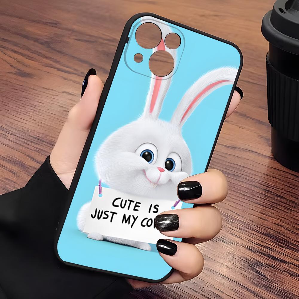 Cute Cartoon Rabbit Snowball Phone Case Matte Transparent For Iphone 16 15 Max 14 13 Mini 12 Pro 7 8 11 XR Xs X Plus Back Cover