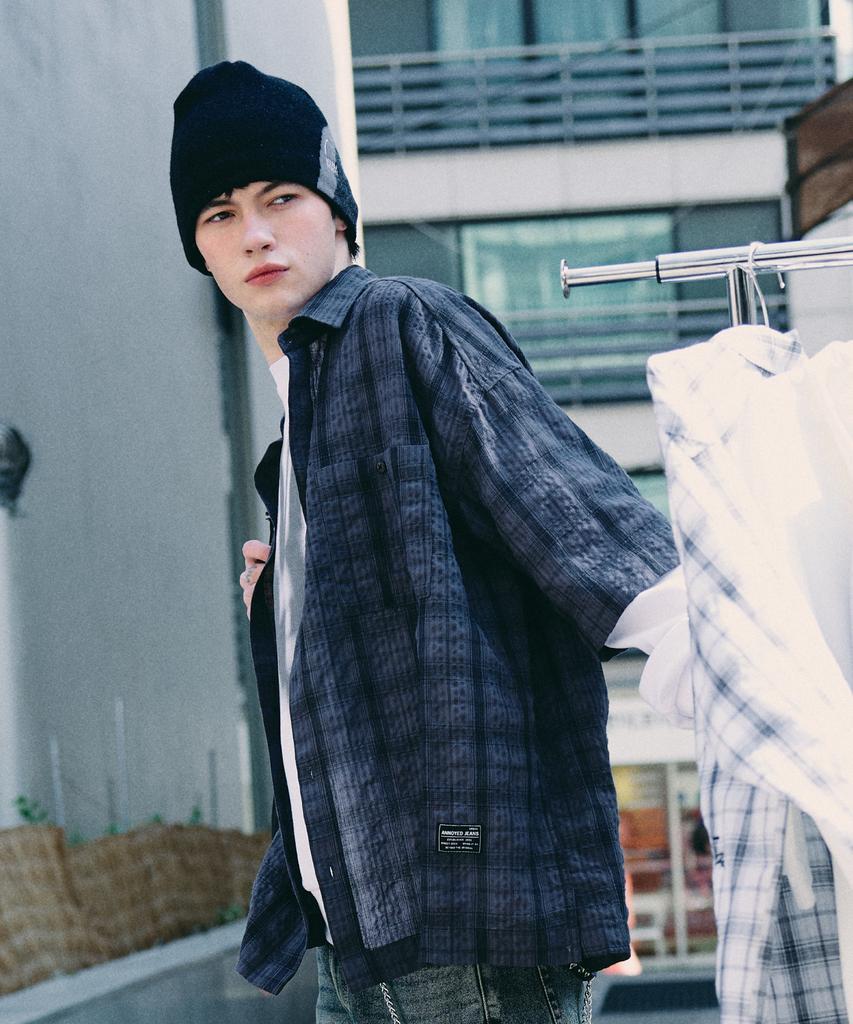 Eonoideu Essential Seersucker Check Shirt Lq2Yu343_Charcoal