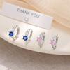 Fashionable S925 Sterling Silver Earrings Inlaid with Pink And Blue Zircon Simple Light Luxury Design Ear Accessories for Women