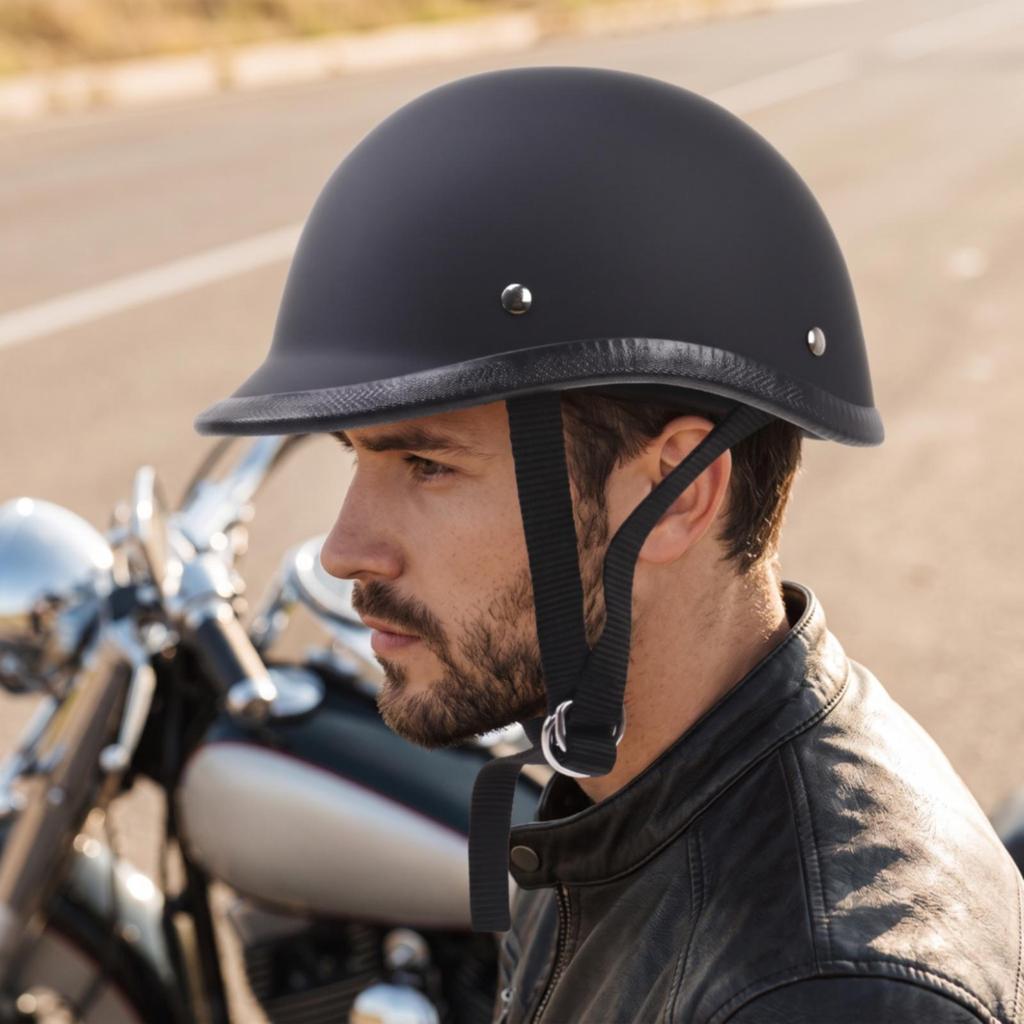 DOT Approved Half Helmet | Matte Black, Open Face, for street cruising S Black