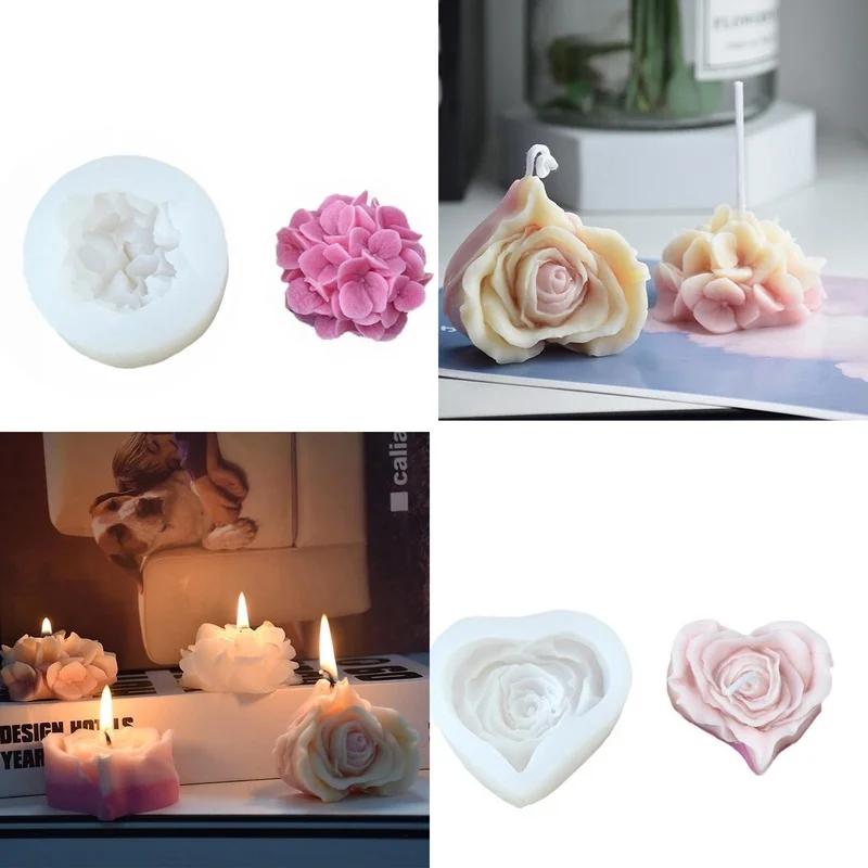 3D Love Rose Silicone Candle Mold Handmade Flower Crafts Resin Plaster Soap Molds for Valentine's Day Decoration Gift