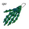 Halloween Skeleton Pendant Hand Keychain, with Hanging Chain 3D Printed Ornament, Movable Dark Trendy Keychain Joint Design Skull Palm
