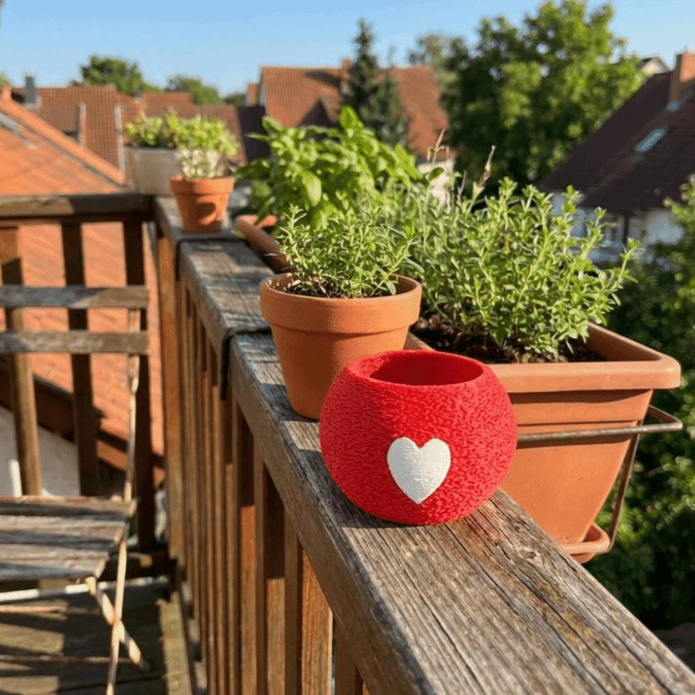 Heart Pattern Mini Succulent Pots Plastic Green Onion Pots 3D Printed Plant Pot Wedding