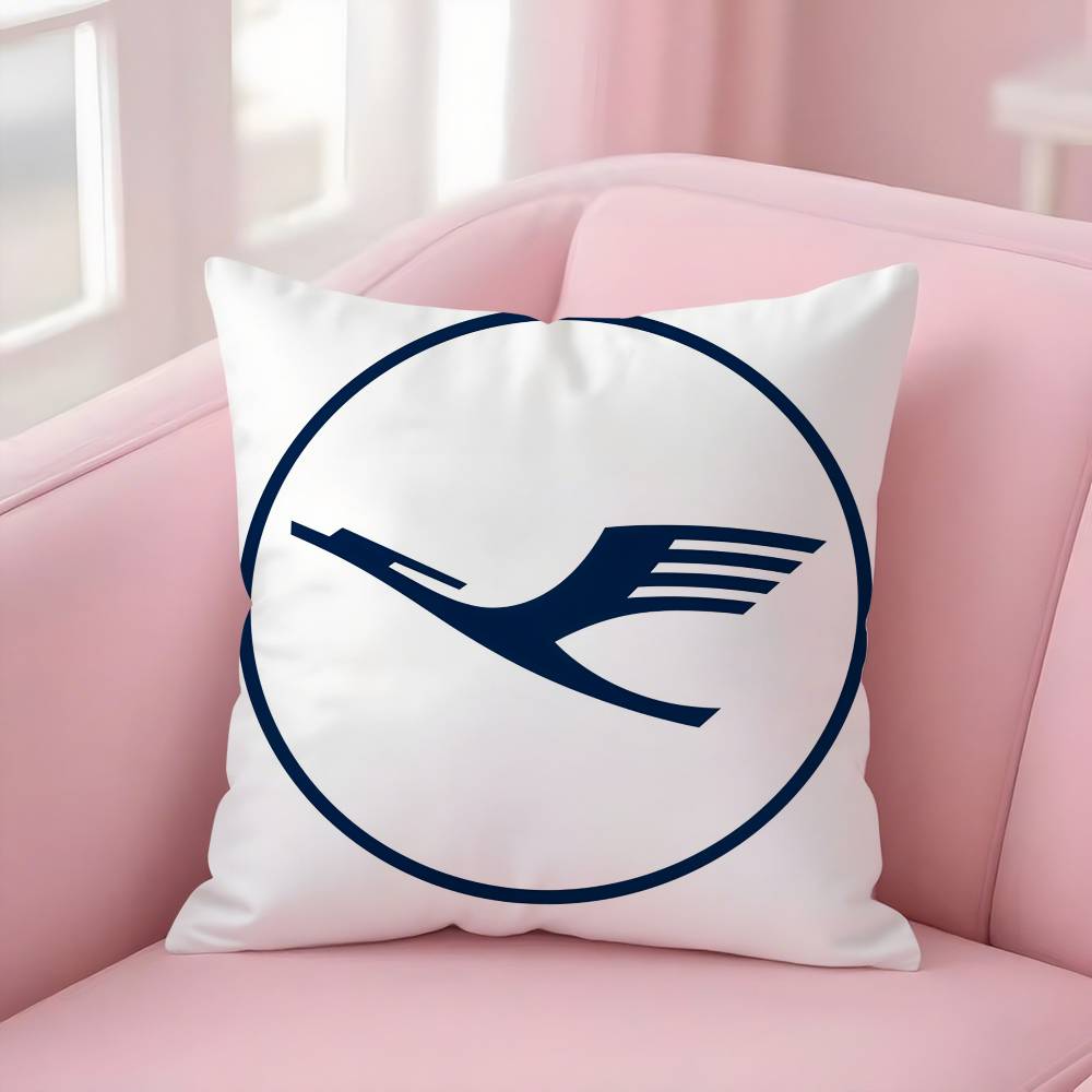 L-Lufthansa German Airlines Pillow Case Plush Fabric Soft Double-Sided Printed Sofa Warm Winter Home Gift Cushion Cover