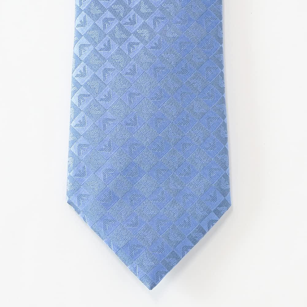 Emporio Armani Mineral Blue Eagle Check Product 340075 2R612 Made in Men's Tie, 7.5cm Wide, 100% Silk, & Design, Number 20431, Italy.
