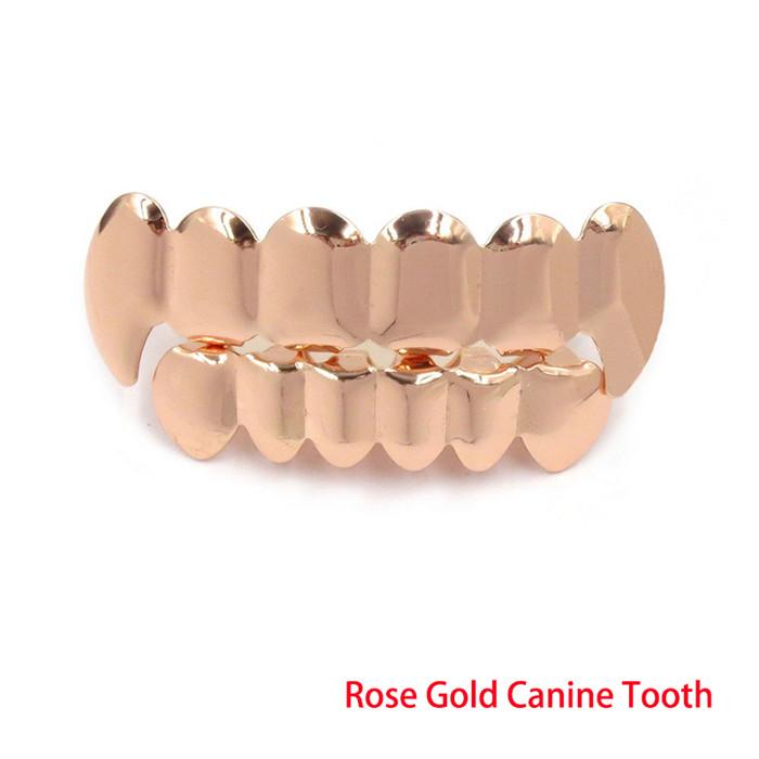 Trendy Hip Hop Gold Silver Plated Teeth Grillz Top Bottom Set With Silicone Real Shiny Vampire Tooth Sets Fashion Accessory