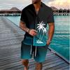 Hawaiian Palm Tree 3D Print Men Shirt Sets Fashion Short Sleeve Shirt Oversized Casual Beach Shorts Streetwear Suits Clothes Cool