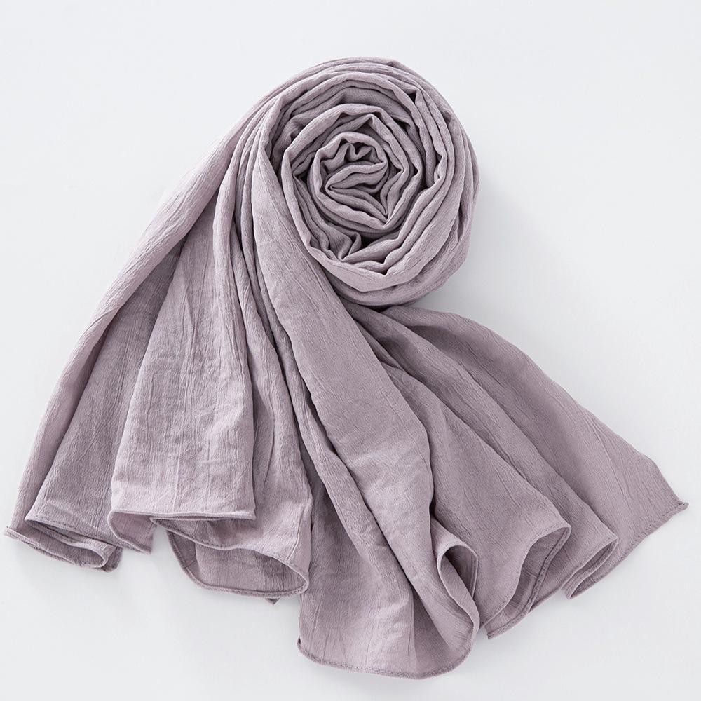 New Breathable Crumpled Scarf For Women Girls Solid Scarves Soft Cotton Wrinkle Pashmina Shawl Foulard Winter Warm Wrap Shawls