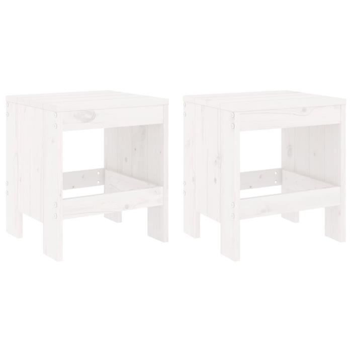 VidaXL Garden Stools 2 Pcs White 40x36x45 Cm Solid Pine Wood 825339