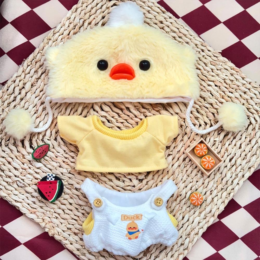 Yellow Duck 20cm Cotton Doll Clothes Plush Hat Doll Dress Up Set  Doll Accessories