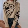 Damen Pullover mit Rollkragen, langen Ärmeln, Strick, lockerer Passform, mit Blumenstickerei