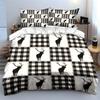 Rustic Plaid Deer Bedding Set 3PCS Black White Buffalo Check Print Duvet Cover with Pillowcases,Single Double, Multiple Sizese