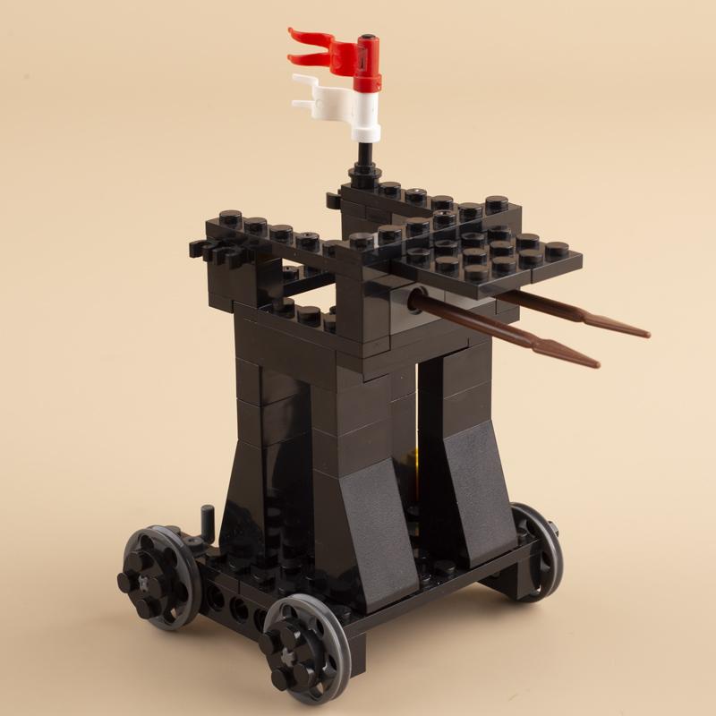 Medieval Military Castle Siege Machines Building Blocks Battering Ram Bonfire Catapults Weapons Rack Armor Helmets Bricks Toys