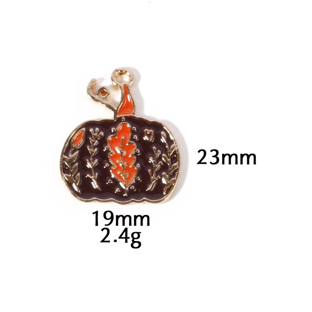 10 Pcs Zinc Based Alloy Autumn Style Halloween Charms Orange Pumpkin Enamel Gold Color Metal Pendants For DIY Jewelry Making