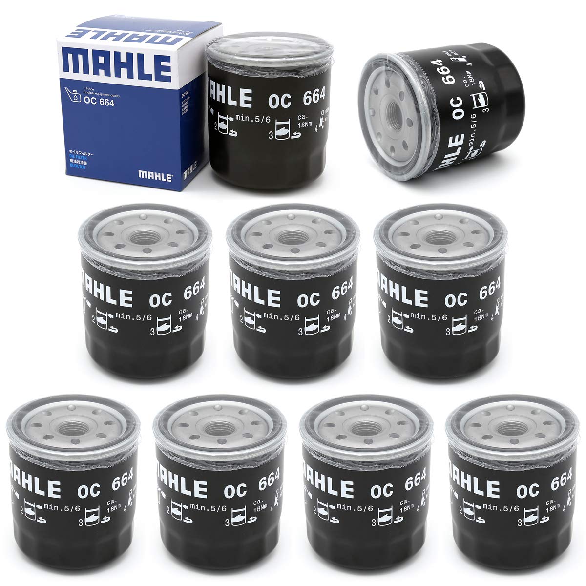 

MAHLE Oil Filter OC664 for Japanese Vehicles (Set of 10) for Toyota Vehicles