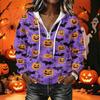 Women's Halloween Print Long Sleeve Hoodie Pullover Sweatshirt