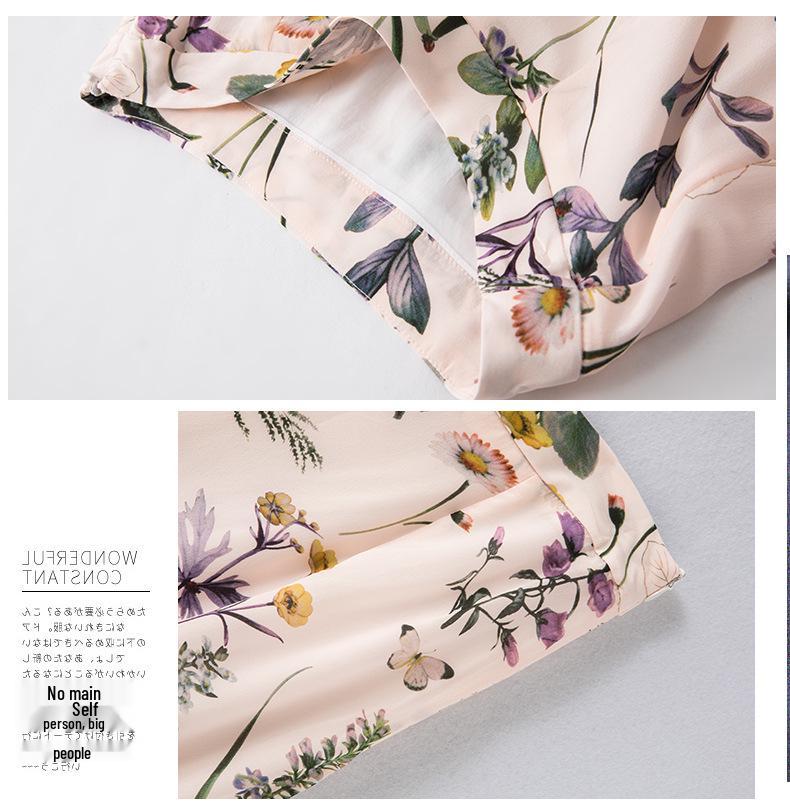 Women's Retro Ink Print High Waist Slimming Silk Skirt