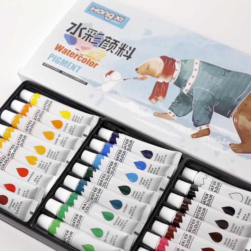 Washable Children's Watercolor Paint Set - 12, 18, or 24 Colors - Perfect for Kindergarten Art Activities