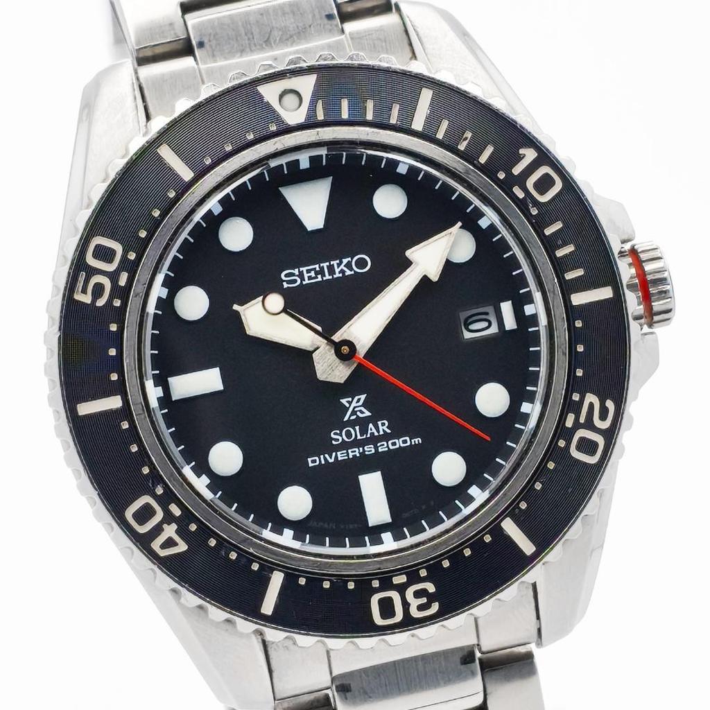 Excellent condition SEIKO PROSPEX Diver Scuba Solar SBDJ051 Black black stainless 200m water V157-0DP0 dial, steel, resistant.