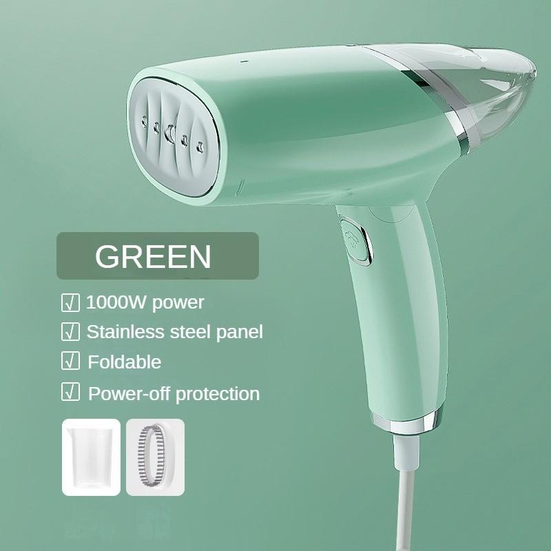 

1000 Вт Маленькая бытовая подвесная гладильная машина Портативная ручная паровая щетка Мини дорожный складной электрический утюг зелёный