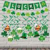 Saint Partick Day Lucky Banner Set Wall Hanging Sign Ceiling Swirls Sign Green Streamers Hanging Ornament Party Supplies