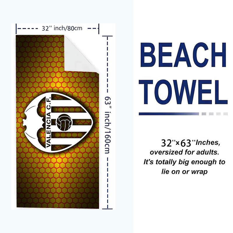 Valencia CF Logo Print Beach Towel, Large Soft Quick Dry Towel for Beach Camping Swimming